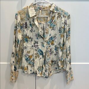Free People Floral Gauze Button-Down